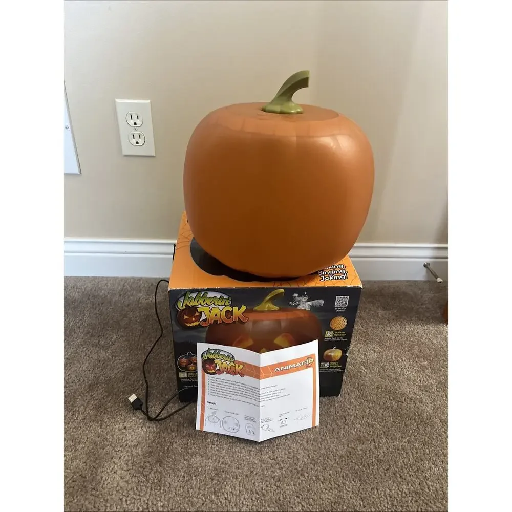 Jabberin Jack Talking Animated Pumpkin Head Halloween Decoration Jack-O-Lantern